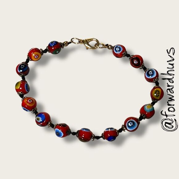 Colorful 7.5” Millefiori-Style Beaded Bracelet - Picture 3 of 8